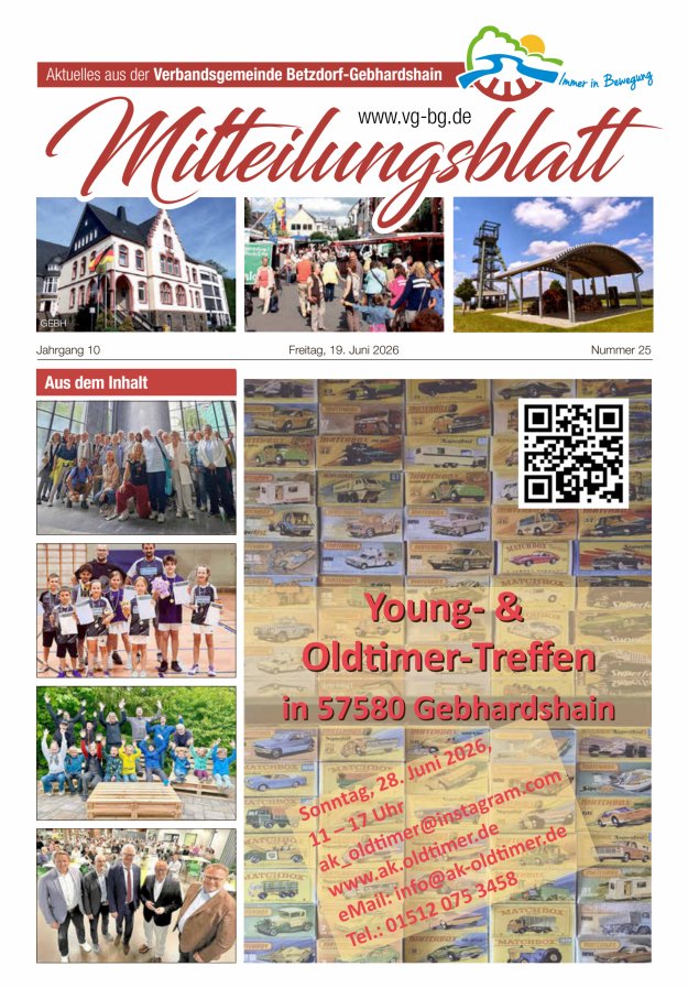 Aktuelles aus der VG Betzdorf-Gebhardshain Ausgabe Gebhardshain Titelblatt 25/2026