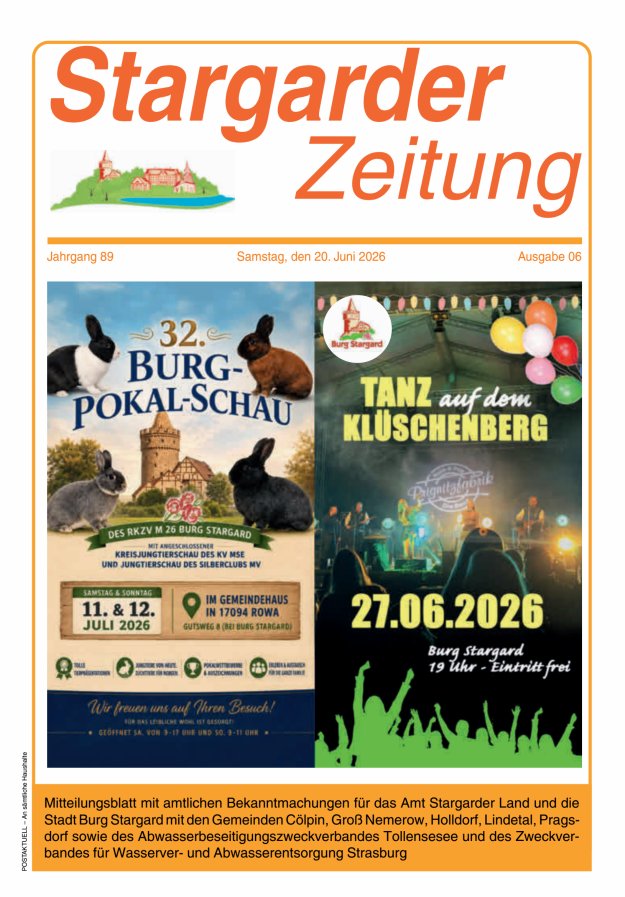 Stargarder Zeitung Titelblatt 06/2026