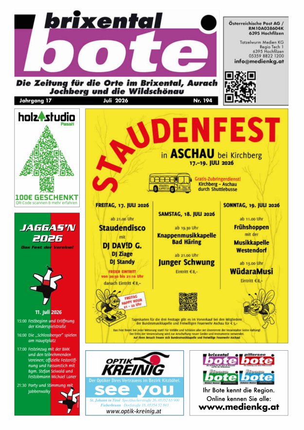 Brixental Bote, Tirol (A) Titelblatt 06/2026
