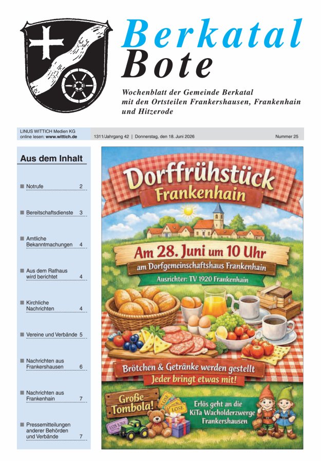 Berkatal Bote Titelblatt 25/2026