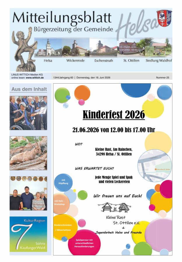 Mitteilungsblatt Helsa Titelblatt 25/2026