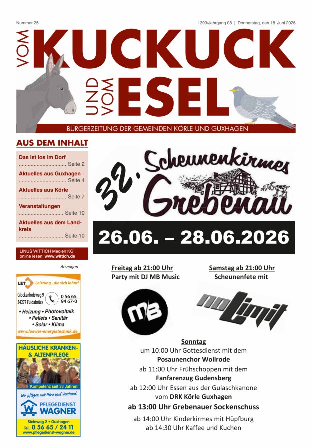 Vom Kuckuck und Esel (Guxhagen-Körle) Titelblatt 25/2026