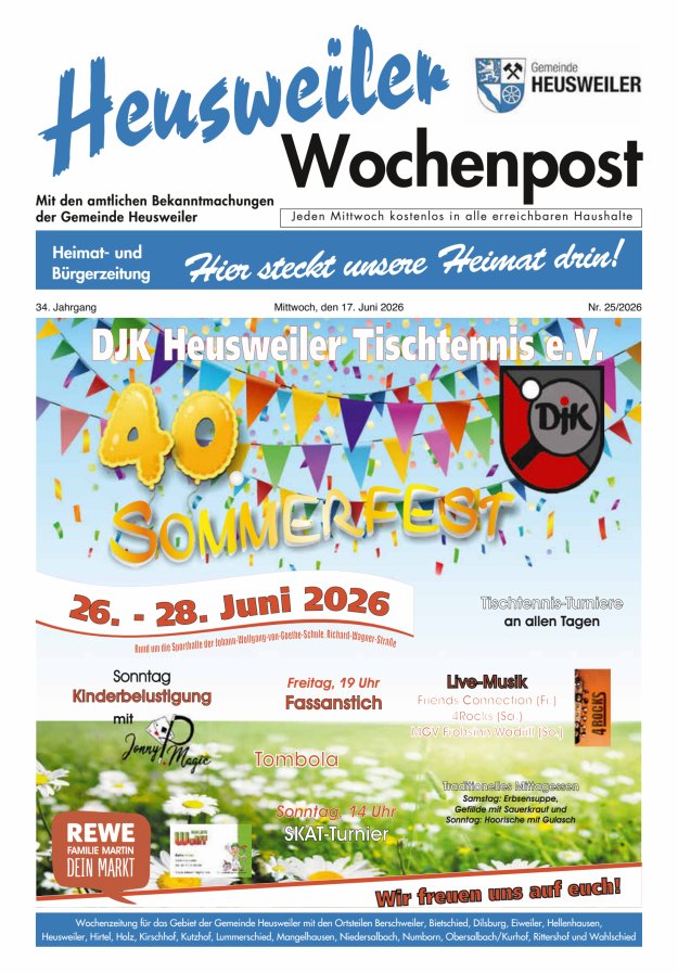 Heusweiler Wochenpost Titelblatt 25/2026