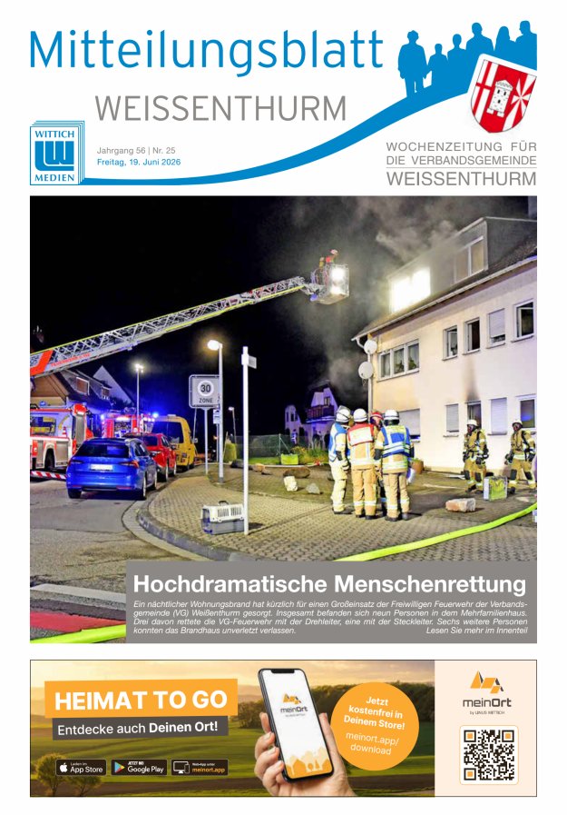 Mitteilungsblatt für den Bereich der Verbandsgemeinde Weißenthurm Titelblatt 25/2026