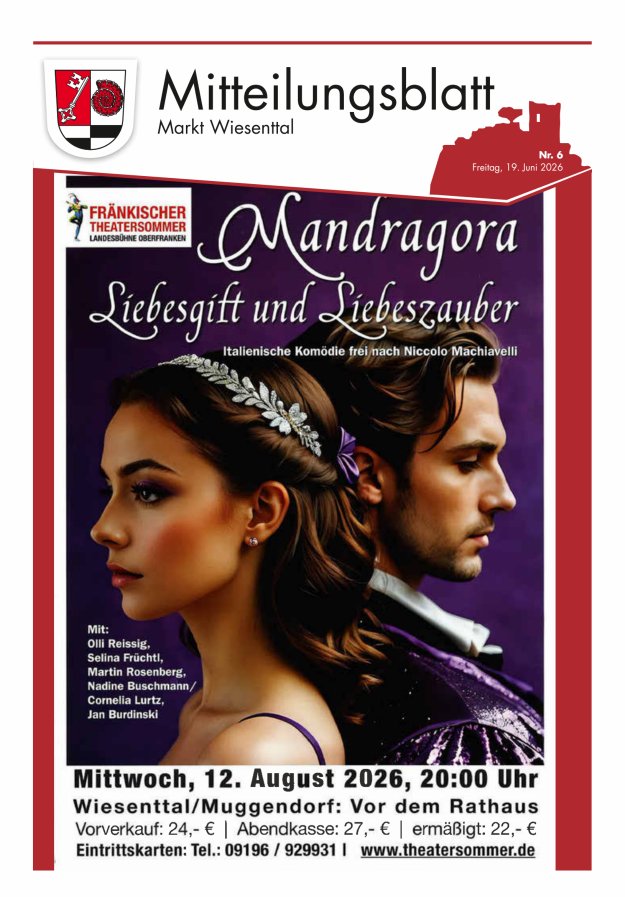 Mitteilungsblatt Markt Wiesenttal Titelblatt 06/2026