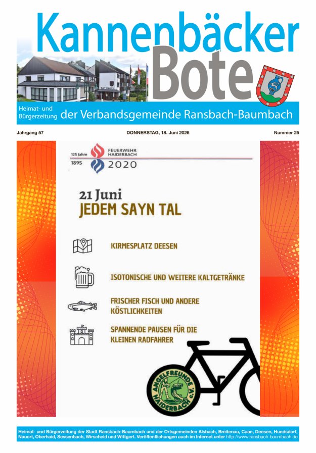 Kannenbäcker-Bote der Verbandsgemeinde Ransbach-Baumbach Titelblatt 25/2026