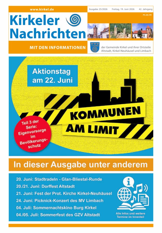 Kirkeler Nachrichten Titelblatt 25/2026