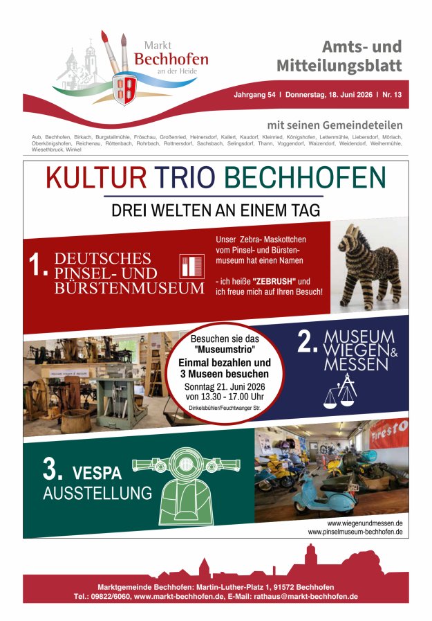 Amts- und Mitteilungsblatt für den Markt Bechhofen Titelblatt 13/2026