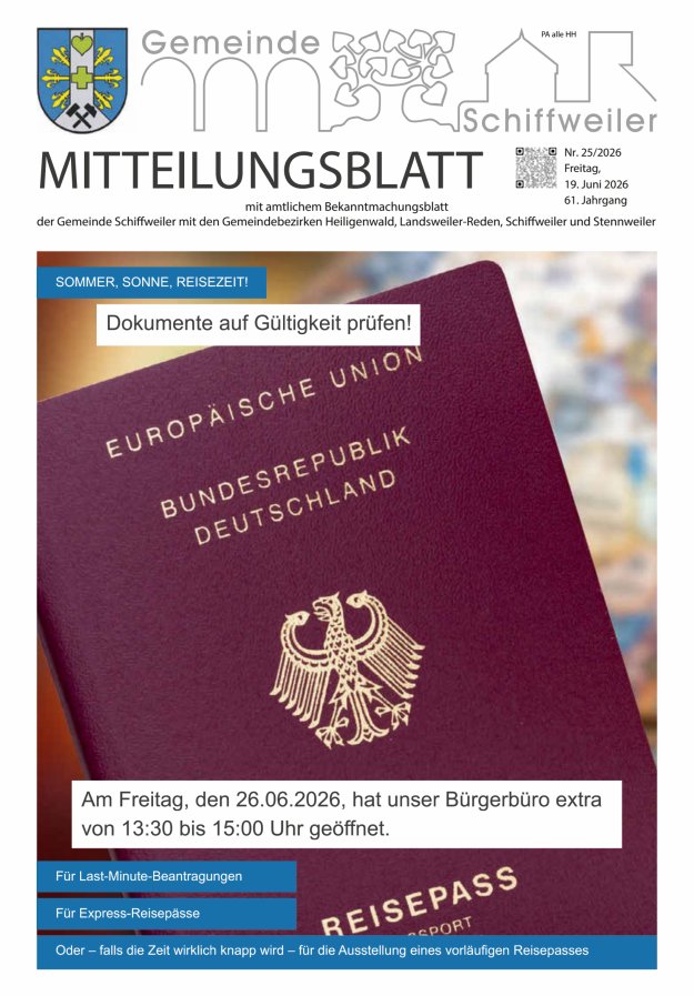 Mitteilungsblatt Schiffweiler Titelblatt 25/2026