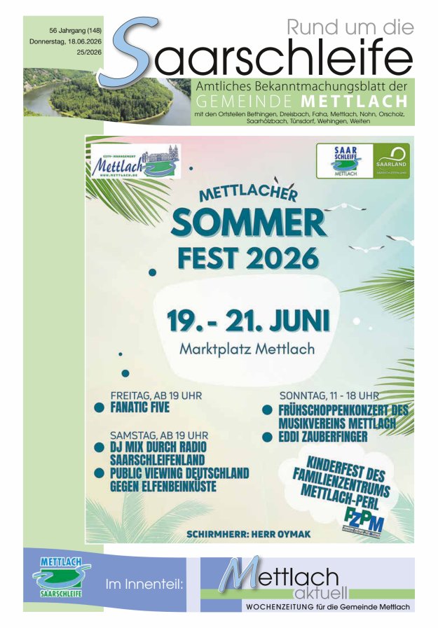 Rund um die Saarschleife Gemeinde Mettlach Titelblatt 25/2026