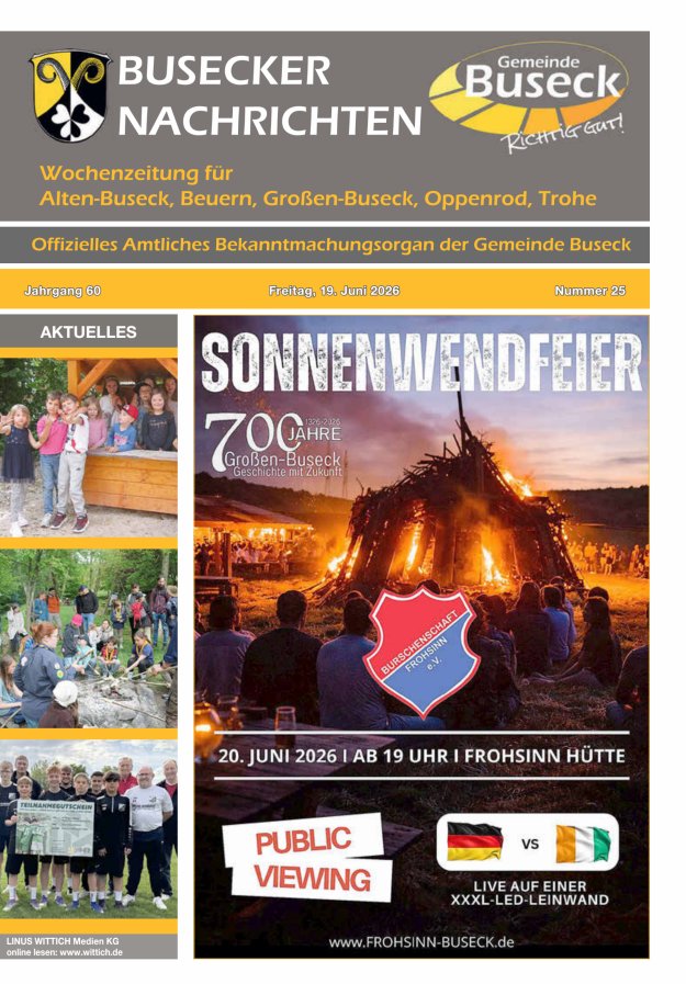 Busecker Nachrichten Titelblatt 25/2026
