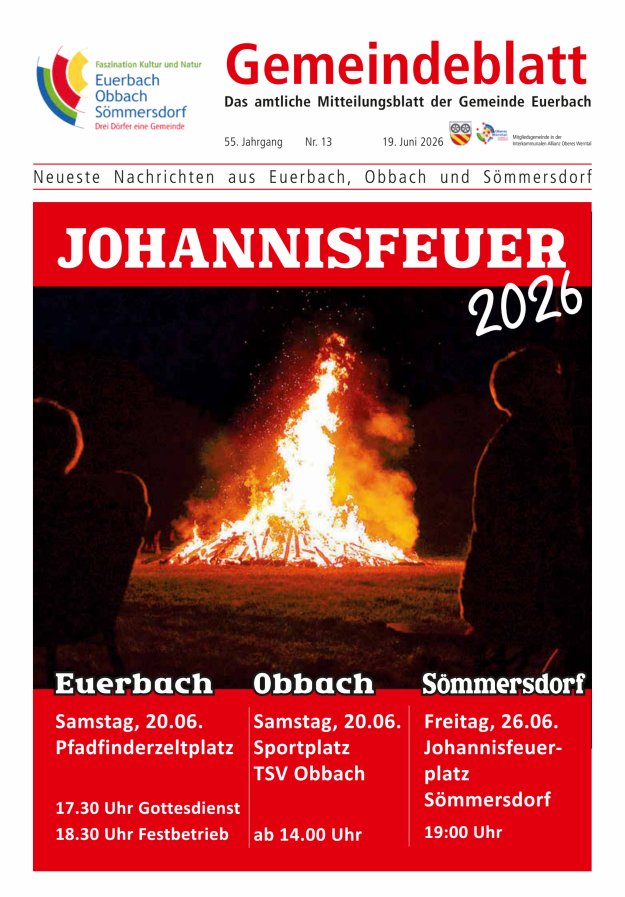 Gemeindeblatt der Gemeinde Euerbach Titelblatt 13/2026