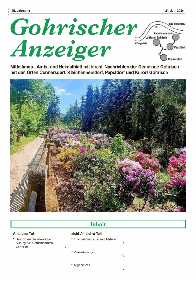 Gohrischer Anzeiger Titelblatt 06/2026