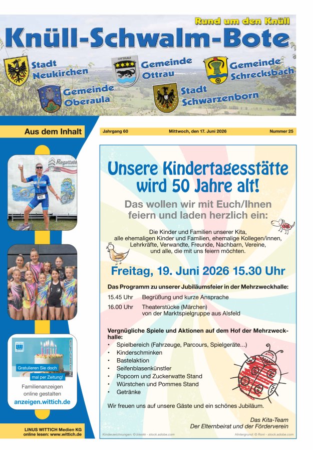 Knüll-Schwalm-Bote Titelblatt 25/2026