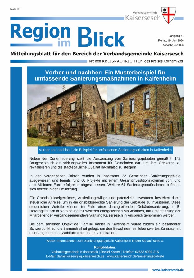 Region im Blick VG Kaisersesch Titelblatt 25/2026