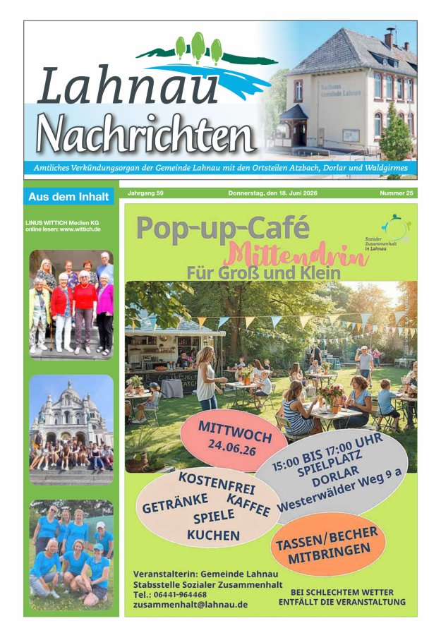 Lahnau Nachrichten Titelblatt 25/2026