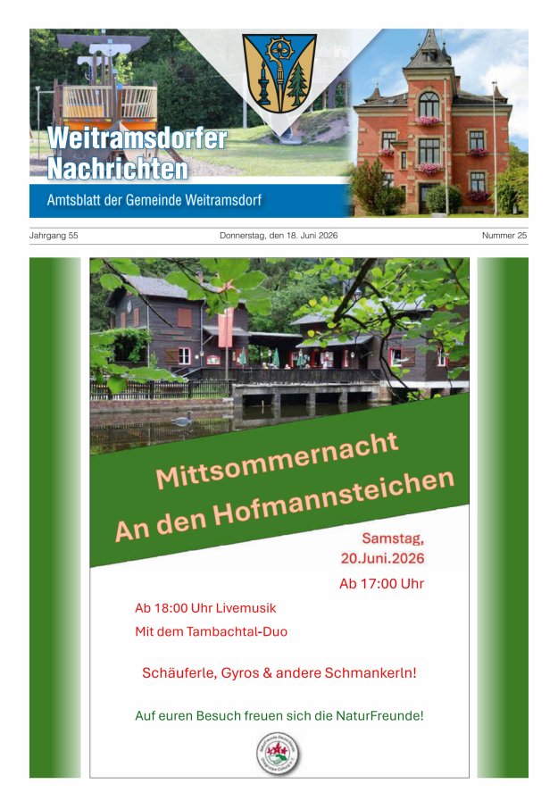 Weitramsdorfer Nachrichten Titelblatt 25/2026