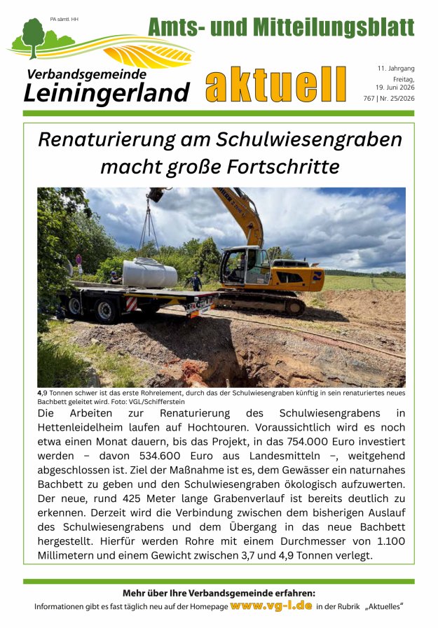 VG Leiningerland aktuell Titelblatt 25/2026