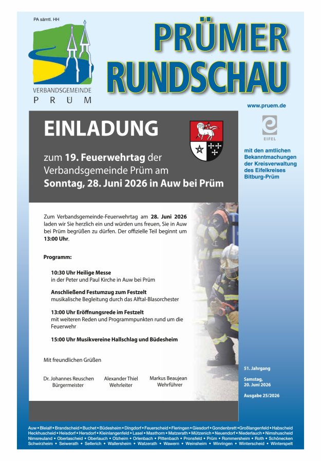 Prümer Rundschau Titelblatt 25/2026