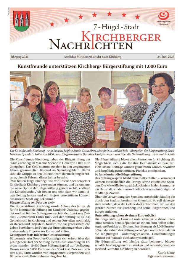 Kirchberger Nachrichten Titelblatt 06/2026