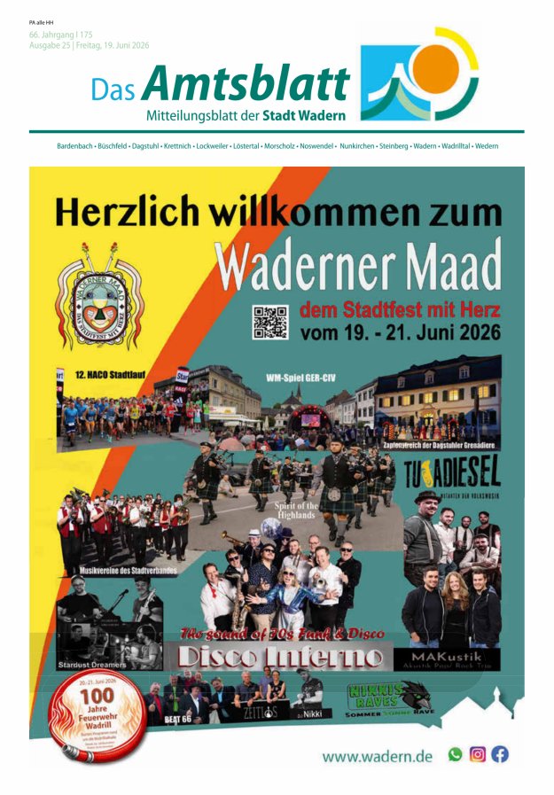 Stadt Wadern Titelblatt 25/2026