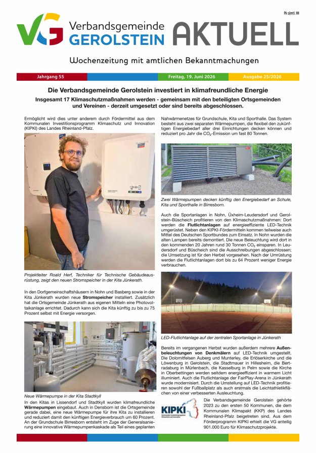 Verbandsgemeinde Gerolstein aktuell Titelblatt 25/2026