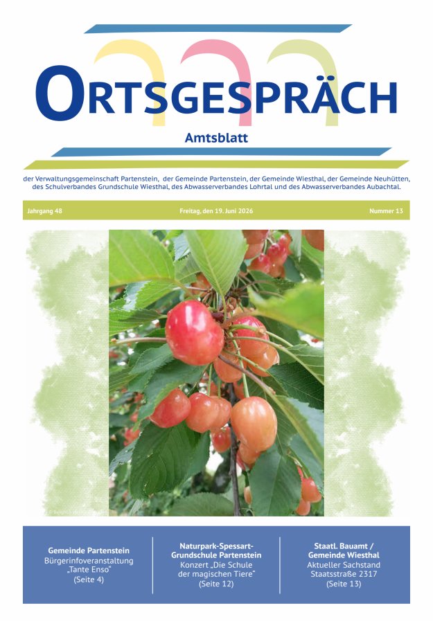 Ortsgespräch - Amtsblatt der VG Partenstein und ihrer Körperschaften Titelblatt 13/2026