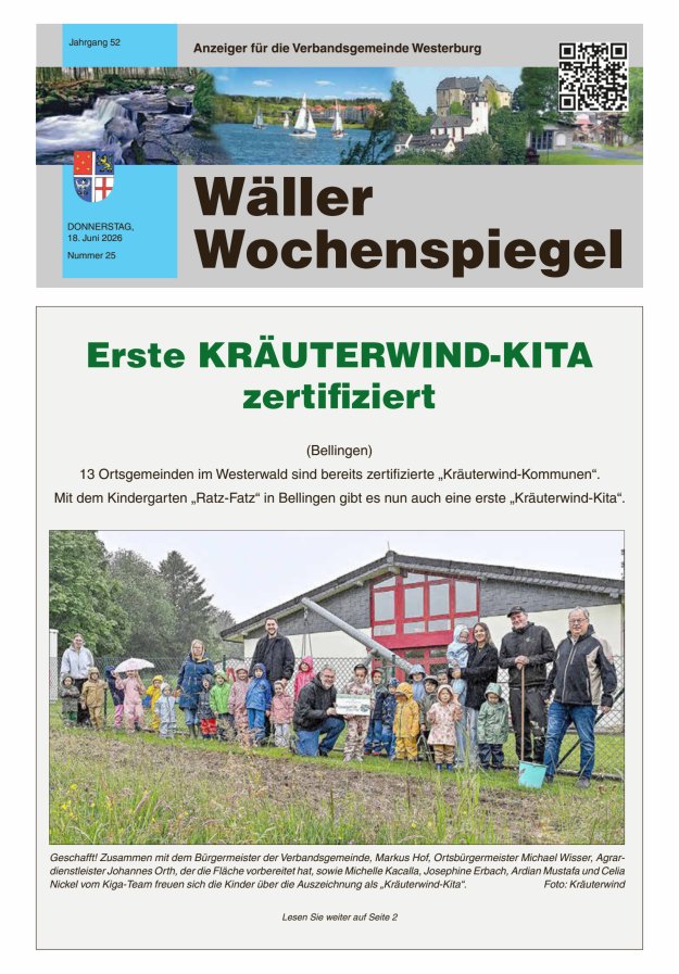 Wäller Wochenspiegel - Anzeiger für die Verbandsgemeinde Westerburg Titelblatt 25/2026