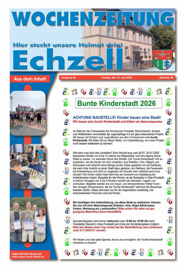 Wochenzeitung für die Gemeinde Echzell Titelblatt 25/2026
