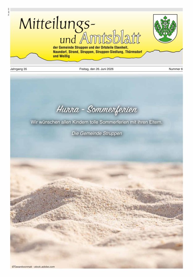 Mitteilungs- und Amtsblatt der Gemeinde Struppen und der Ortsteile Titelblatt 06/2026