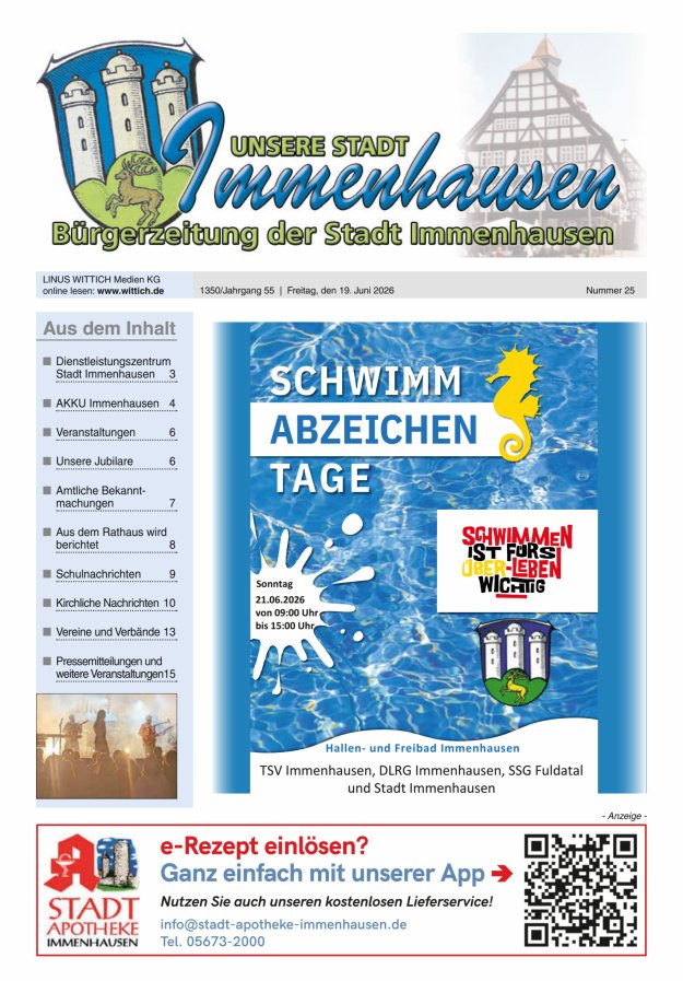 Unsere Stadt Immenhausen Titelblatt 25/2026