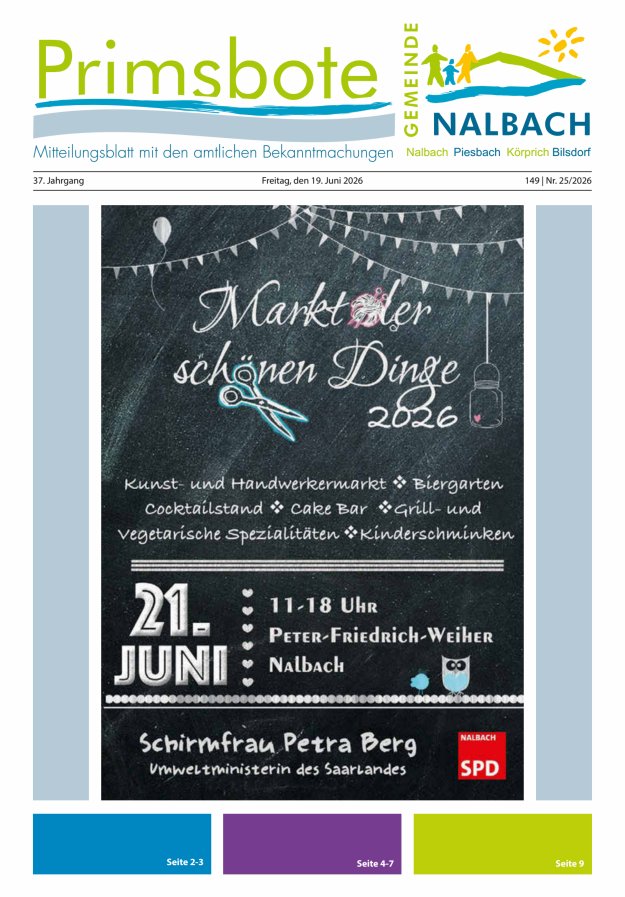 Primsbote Gemeinde Nalbach Titelblatt 25/2026