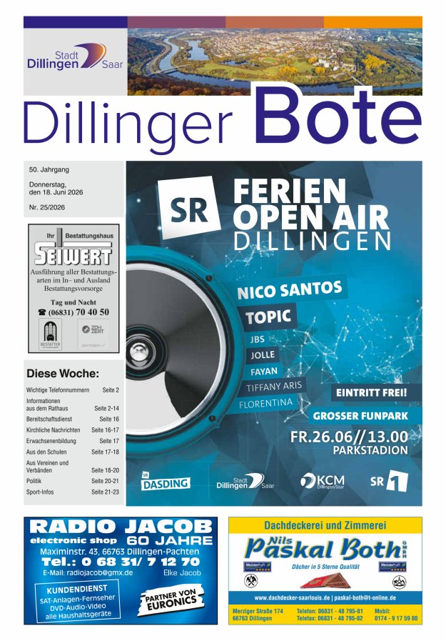 Dillinger Bote Titelblatt 25/2026