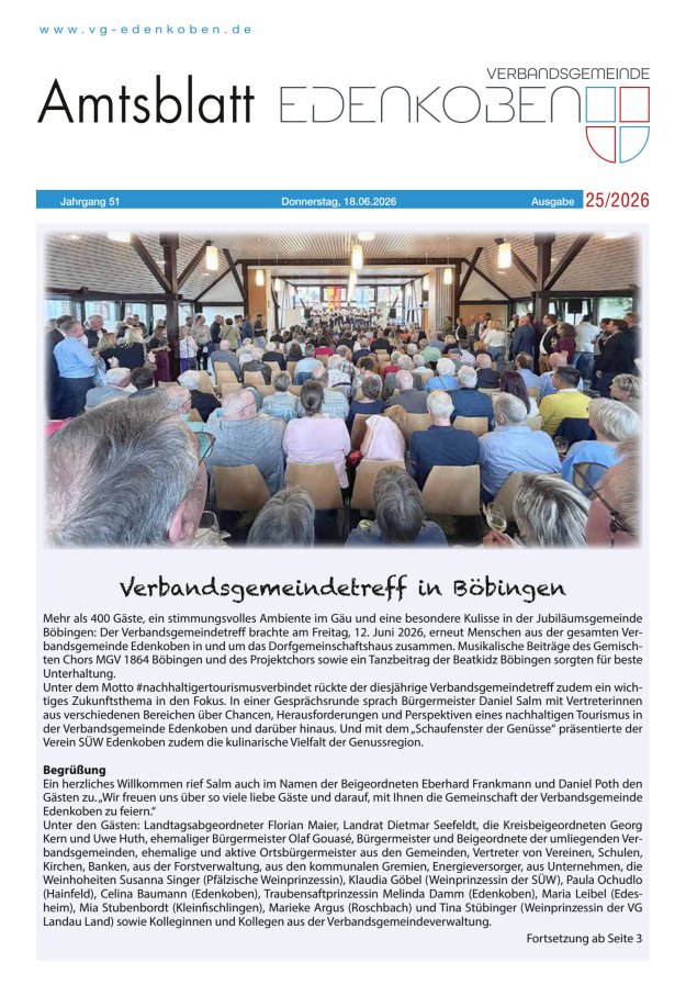 Amtsblatt VG Edenkoben Titelblatt 25/2026