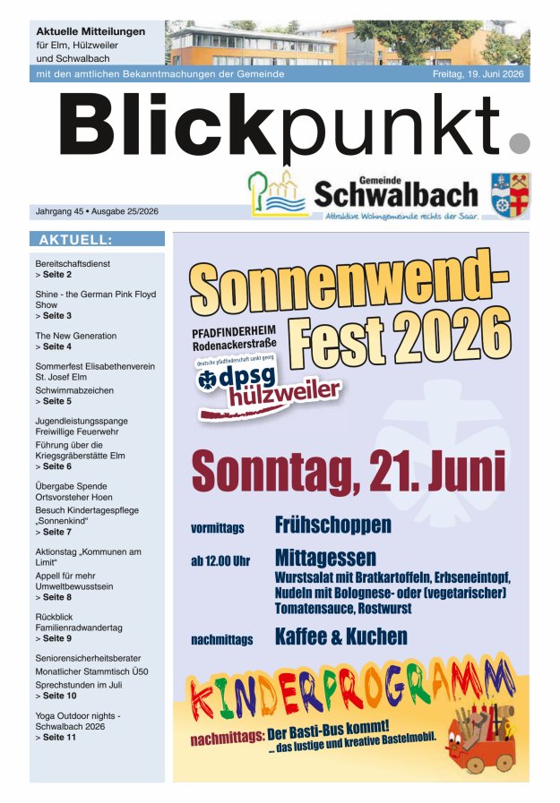Blickpunkt Schwalbach Titelblatt 25/2026