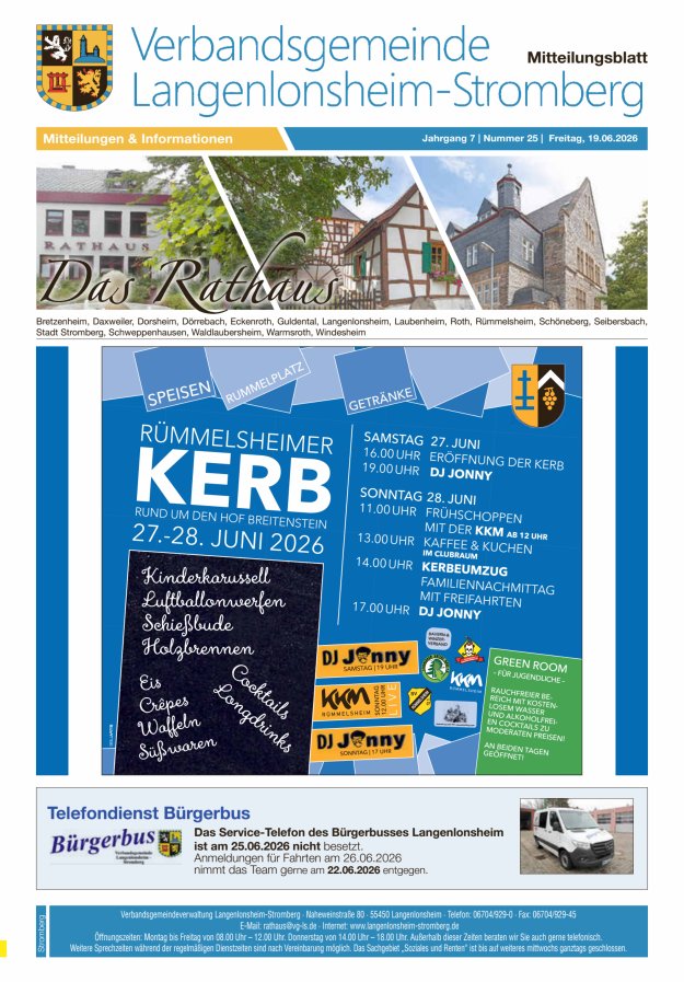 Das Rathaus - MTB d VG Langenlonsheim-Stromberg  Titelblatt 24/2026