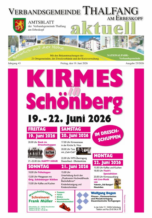 Thalfang aktuell - Amtsblatt VG Thalfang Titelblatt 25/2026
