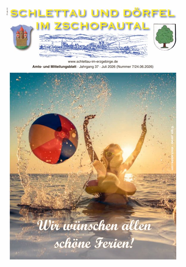 Schlettau und Dörfel im Zschopautal – Amts- und Mitteilungsblatt Titelblatt 07/2026