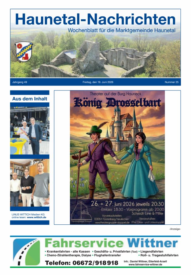 Haunetal-Nachrichten Titelblatt 25/2026