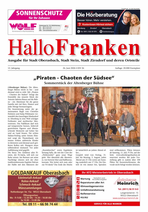 Hallo Franken Fürther Umland Titelblatt 06/2026