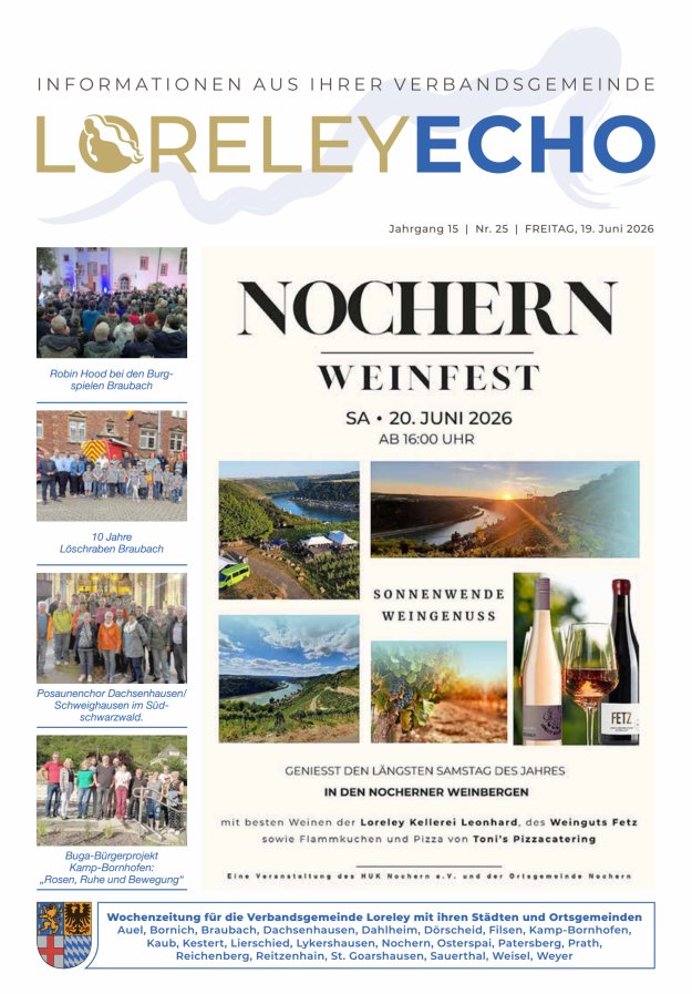 Loreley-Echo - Mitteilungsblatt der Verbandsgemeinde Loreley Titelblatt 25/2026