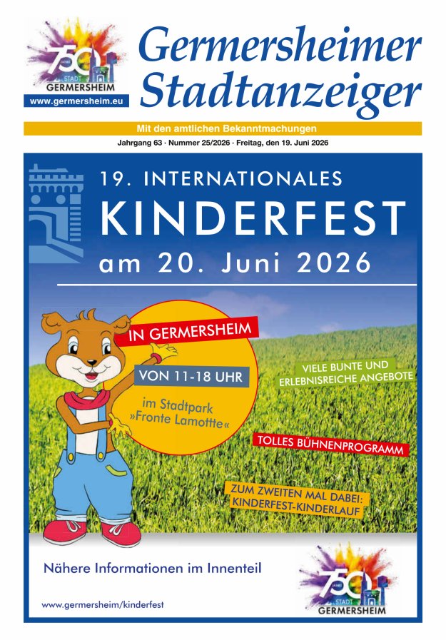 Germersheimer Stadtanzeiger Titelblatt 25/2026
