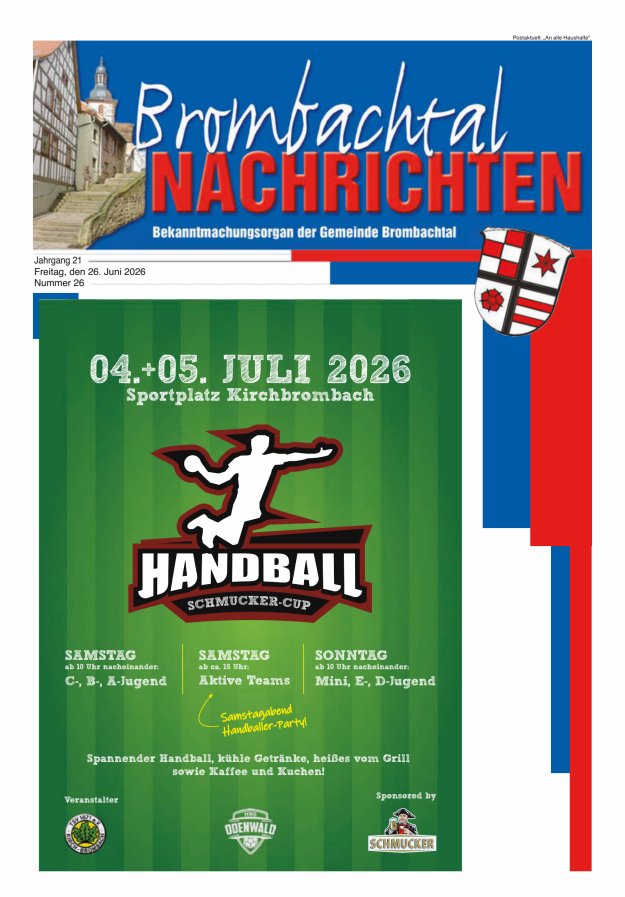 Brombachtal-Nachrichten Amtsblatt der Gemeinde Brombachtal Titelblatt 26/2026