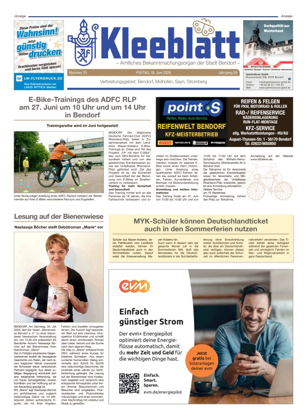Kleeblatt - Amtliches Bekanntmachungsorgan der Stadt Bendorf Titelblatt 25/2026