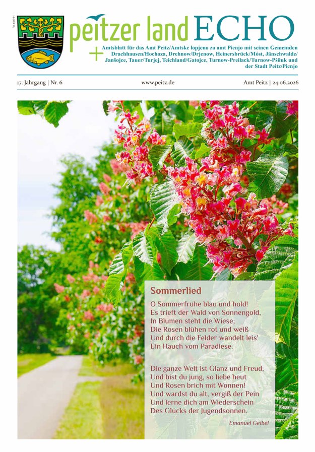 Peitzer LandEcho - Beilage: Amtsblatt für das Amt Peitz mit seinen Gemeinden Titelblatt 06/2026
