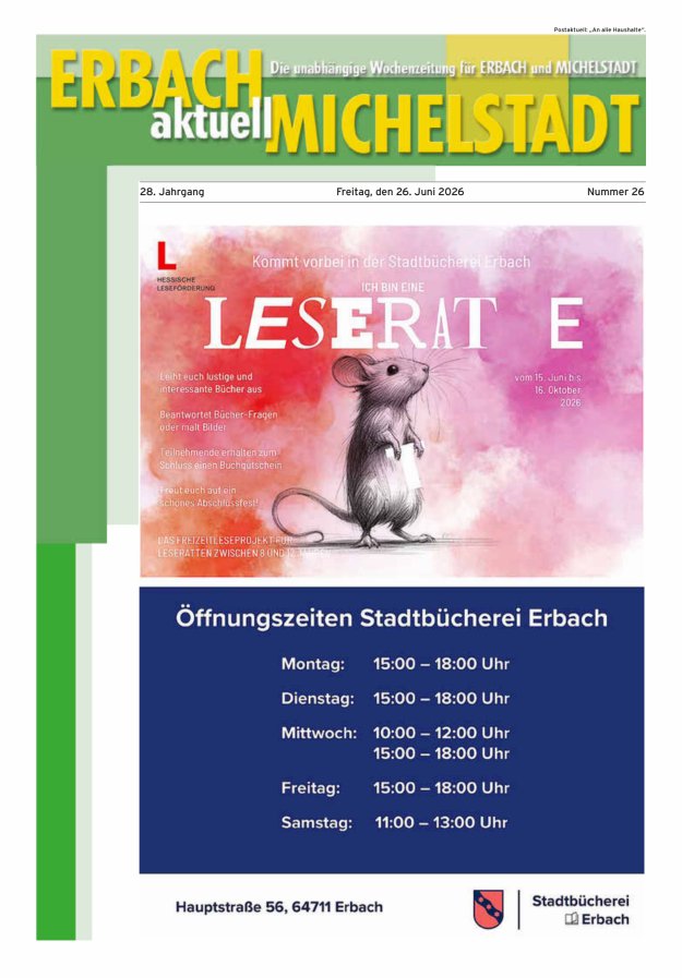Erbach-Michelstadt aktuell Titelblatt 26/2026
