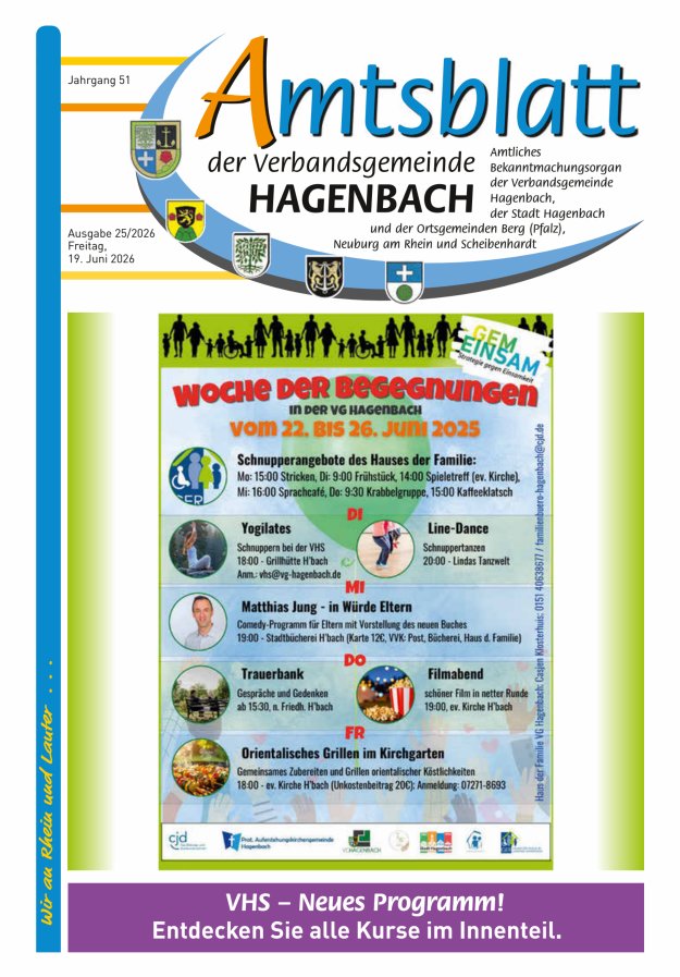 Amtsblatt der VG Hagenbach Titelblatt 25/2026
