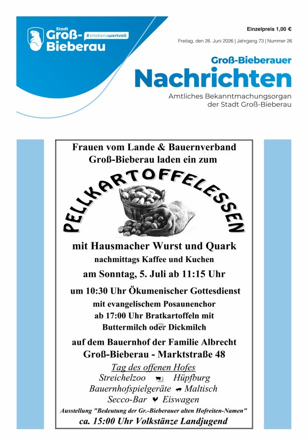 Groß-Bieberauer Nachrichten Titelblatt 26/2026