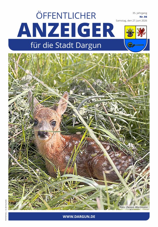Öffentlicher Anzeiger der Stadt Dargun Titelblatt 06/2026