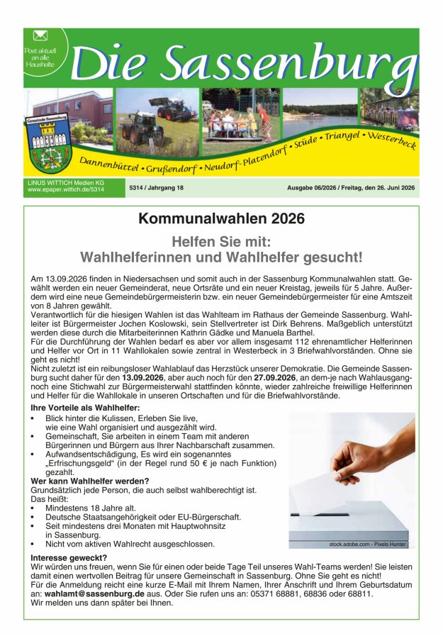 Die Sassenburg Titelblatt 06/2026